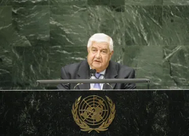 Portrait de (titres de civilité + nom) Son Excellence Walid Al-Moualem (Ministre des affaires étrangères), République arabe syrienne