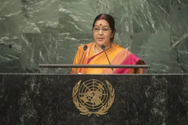 Portrait de (titres de civilité + nom) Son Excellence Sushma Swaraj (Ministre des relations extérieures), Inde
