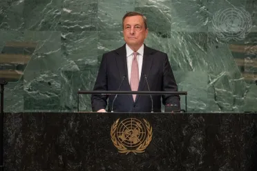 Portrait de (titres de civilité + nom) Son Excellence Mario Draghi (Président du Conseil des ministres), Italie