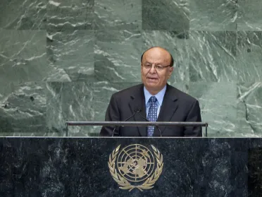 Portrait de (titres de civilité + nom) Son Excellence Abdrabuh Mansour Hadi Mansour (Ministre des affaires étrangères), Yémen