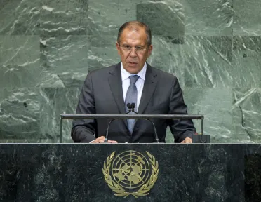 Portrait de (titres de civilité + nom) Son Excellence Sergey V. Lavrov (Ministre des affaires étrangères), Fédération de Russie