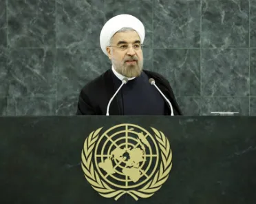 Portrait de (titres de civilité + nom) Son Excellence Hassan Rouhani (Président), Iran (République islamique d’)