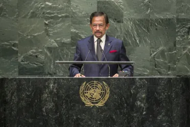 Portrait of His Majesty HASSANAL BOLKIAH MU'IZZADDIN WADDAULAH (Sultan and Yang Di Pertuan), Brunei Darussalam