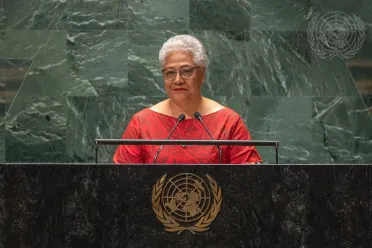 Retrato de (cargo + nombre) Su Excelencia Fiamē Naomi Mata'afa (Primera Ministra), Samoa
